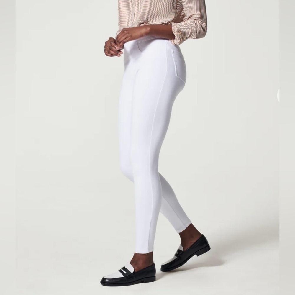Spanx Ankle Skinny Jeans White Pull On High Rise 20018P Plus Size 2X Tall‎